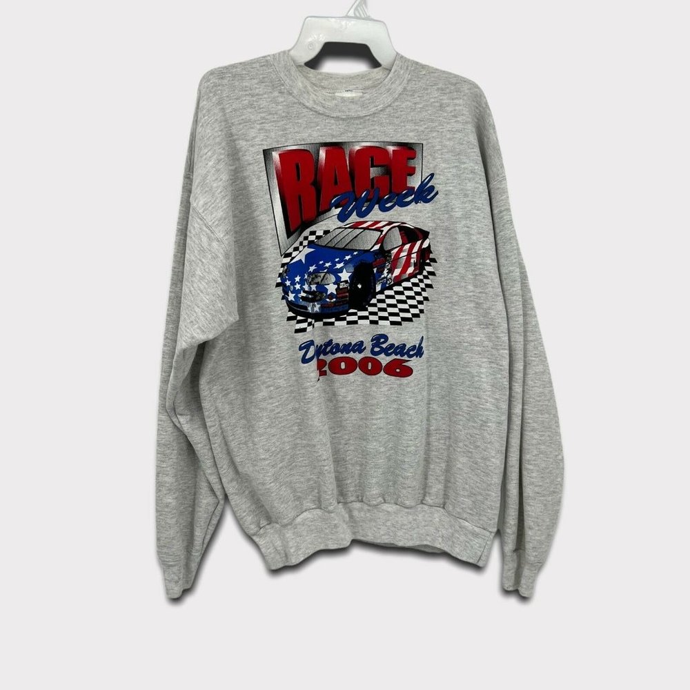 Vintage 2006 Racing Daytona Sweatshirt Pullover Mens L Large NASCAR Speed Weeks